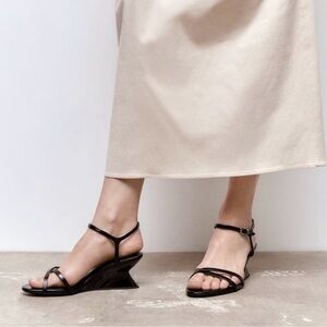 Zara Wedge Sandals — Black (Size 10)